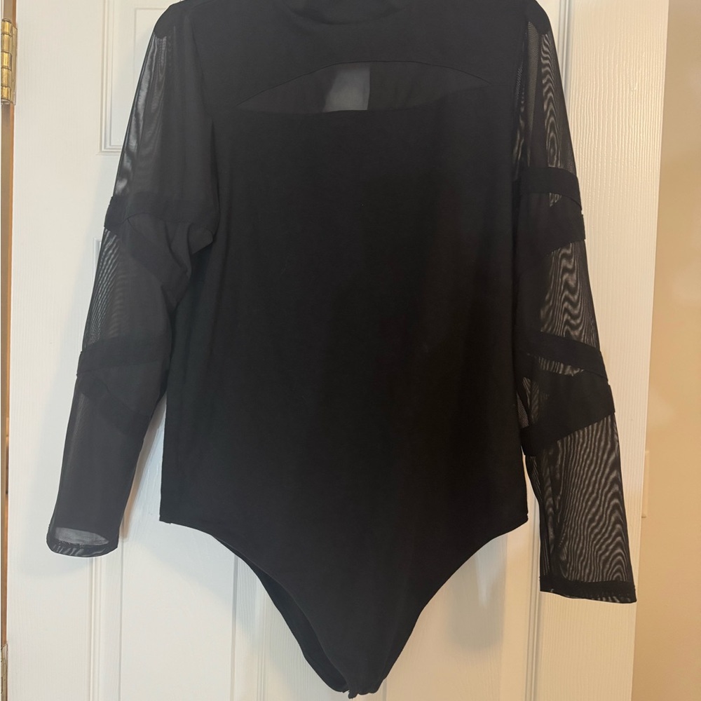 Black Sheer Sleeve Bodysuit